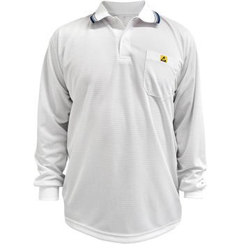 Uniform Technology Reusable Clothing Long Sleeve ESD Polo Shirt - White - 1/EA - BP801LC-WH
