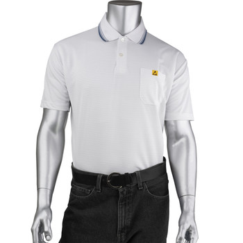 Uniform Technology Reusable Clothing Short Sleeve ESD Polo Shirt - White - 1/EA - BP801SC-WH
