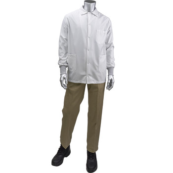 Uniform Technology Reusable Clothing StatMaster Short ESD Labcoat - Knit Cuff - White - 1/EA - BR49AC-47WH