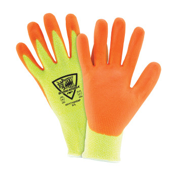 Barracuda Hi-Vis Seamless Knit Polykor Blended Glove w/Nitrile Coated Foam Grip on Palm & Fingers - Yellow - 1/DZ - HVY710HSNF