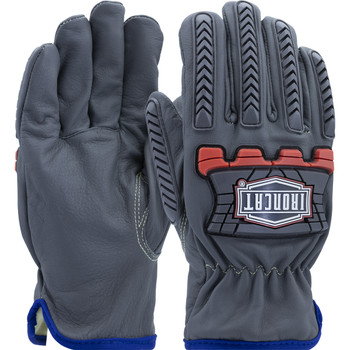 Ironcat AR Top Grain Goatskin Leather Drivers Glove w/Oil Armor Finish & Para-Aramid Lining - High Heat Impact TPR - Gray - 12/PR - IC993KOAB