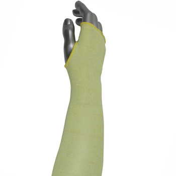 Kut Gard Cut Resistant Sleeve Single-Ply ATA Ultra Blended w/Thumb Hole - Yellow - 200/EA - MSULTRA-T