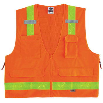 Ergodyne GloWear 8250ZHG Surveyors Vest with Combined Performance Tape - Type R, Class 2, Zipper - Orange