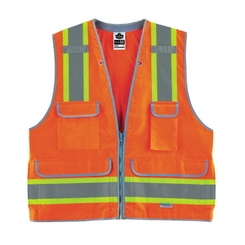 Ergodyne Glowear 8254HDZ Two-Tone Heavy-Duty Surveyors Vest - Type R, Class 2, Zipper - Orange