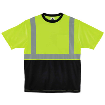 Ergodyne GloWear 8289BK Hi-Vis T-Shirt - Type R, Class 2, Black Front - Lime