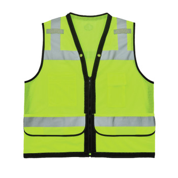 Ergodyne Glowear 8253HDZ Heavy-Duty Mesh Surveyors Vest - Type R, Class 2, Zipper - Lime