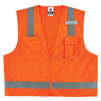 Ergodyne GloWear 8249Z Hi-Vis Surveyors Vest - Type R, Class 2, Zipper, Economy - Orange Ergodyne GloWear 8249Z Hi-Vis Surveyors Vest - Type R, Class 2, Zipper, Economy - Orange