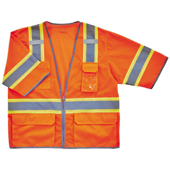 Ergodyne GloWear 8346Z Two-Tone Hi-Vis Surveyor Vest - Type R, Class 3, Zipper - Orange