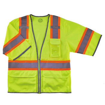 Ergodyne GloWear 8346Z Two-Tone Hi-Vis Surveyor Vest - Type R, Class 3, Zipper - Lime