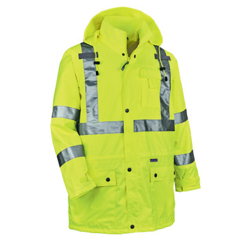 Ergodyne GloWear 8365 Hi-Vis Rain Jacket - Type R, Class 3, Breathable - Lime