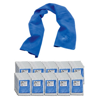 Ergodyne Chill-Its 6602 Evaporative Cooling Towel - PVA - Blue - 50-pack