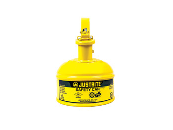 Justrite Type I Safety Can W/Trigger-Handle For Flammables - S/S Flame Arrester - 1 Pint - S/C Lid - Steel - Yellow - 10011