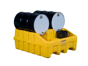 Justrite Drum Management Base Module - Dispensing Well - Forklift Channels - Poly - Yellow - 28666