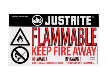 Justrite Haz-Alert Flammable Small Warning Label For Safety Cabinet - 29004