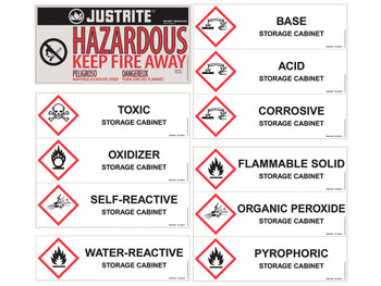 Justrite Replacement/ Retrofit Label Pack For Hazardous Material Cabinets - 29017