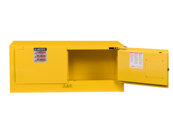 Justrite Sure-Grip Ex Piggyback Flammable Safety Cabinet - Cap. 12 Gallons - 2 Self-Close Doors - Yellow - 891320