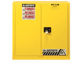 Justrite Sure-Grip Ex Combustibles Safety Cabinet For Paint And Ink - Cap. 40 Gal. - 3 Shelves - 2 M/C Dr - Yellow - 893010