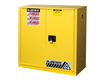 Justrite Sure-Grip Ex Combustibles Safety Cabinet For Paint/Ink - Cap. 40 Gal. - 3 Shlvs - 1 Bifld S/C Dr - Yel - 893090