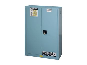 Justrite Sure-Grip Ex Corrosives/Acid Steel Safety Cabinet - Cap. 45 Gal. - 2 Shelves - 2 S/C Doors - Blue - 894522