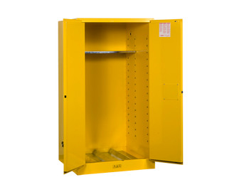 Justrite Sure-Grip Ex Vertical Drum Safety Cabinet And Drum Support - Cap. 55 Gal. - 1 Shlf - 2 M/C Doors - Yellow - 896200