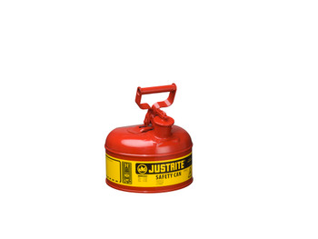 Justrite Type I Steel Safety Can For Flammables - 1 Gallon - S/S Flame Arrester - Self-Close Lid - Red - 7110100