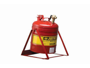 Justrite Type I Tilt Safety Can With Stand - 5 Gallon - Top 08540 Faucet - S/S Flame Arrester - Steel - Red - 7150146