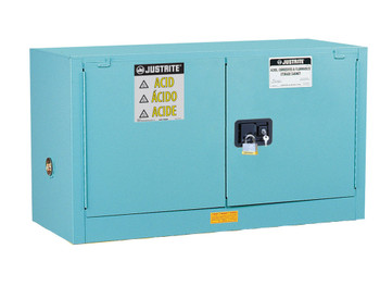 Justrite Chemcor Piggyback Corrosives/Acids Safety Cabinet - Cap 17 Gallons - 1 Shelf - 2 M/C Doors - Blue - 8917022