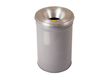 Justrite Cease-Fire Waste Receptacle - Safety Drum Can With Aluminum Head - 15 Gallon - Gray - 26615G