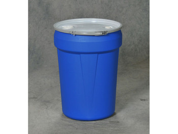 Eagle Lab Pack Open Head Poly Drum - 30 Gallon - Metal Lever-Lock - 1x2" 1x3/4" Bung Holes - Blue - 1601MBBG