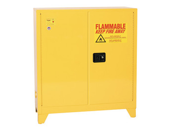 Eagle Tower Safety Cabinet - 30 Gallon - 1 Shelf - 2 Door - Manual Close - Yellow - 1932XLEGS