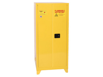 Eagle Tower Safety Cabinet - 60 Gallon - 2 Shelves - 2 Door - Manual Close - Yellow - 1962XLEGS
