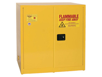 Eagle Work Bench Flammable Liquid Safety Cabinet - 60 Gallon - 1 Shelf - 2 Door - Manual Close - Yellow - 1964X