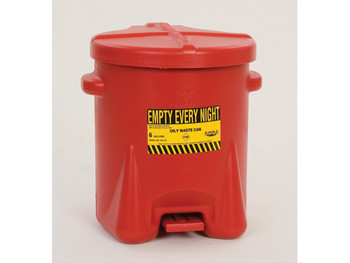 Eagle Poly Oily Waste Can -  6 Gallon - Hands-free Operation - Self Close - Red - 933FL