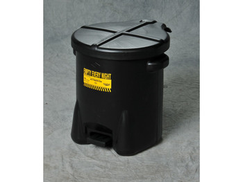 Eagle Poly Oily Waste Can -  6 Gallon - Hands-free Operation - Self Close - Black - 933FLBLK