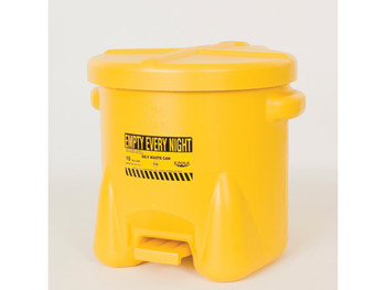 Eagle Poly Oily Waste Can -  10 Gallon - Hands-free Operation - Self Close - Yellow - 935FLY