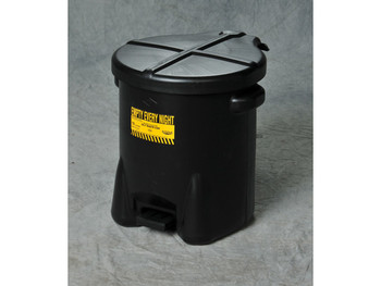 Eagle Poly Oily Waste Can -  14 Gallon - Hands-free Operation - Self Close - Black - 937FLBLK