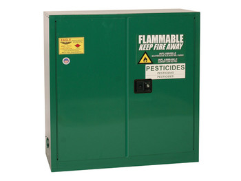 Eagle Pesticide Safety Cabinet - 30 Gallon - 1 Shelf - 2 Door - Self Close - Green - PEST3010X