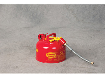 Eagle Type II Steel Safety Can for Flammables - 2.5 Gallon - 5/8" Metal Hose - Red - U226SX5