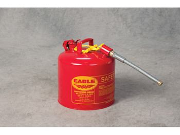 Eagle Type II Steel Safety Can for Flammables - 5 Gallon - 5/8" Metal Hose - Red - U251SX5