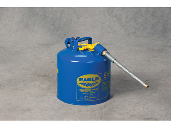 Eagle Type II Steel Safety Can for Kerosene - 5 Gallon - 5/8" Metal Hose - Blue - U251SX5B