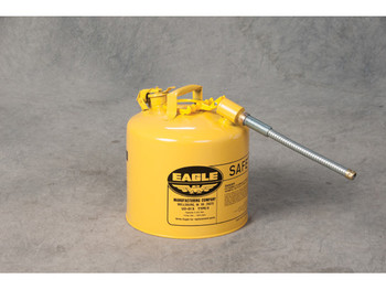 Eagle Type II Steel Safety Can for Diesel - 5 Gallon - 7/8" Metal Hose - Yellow - U251SY