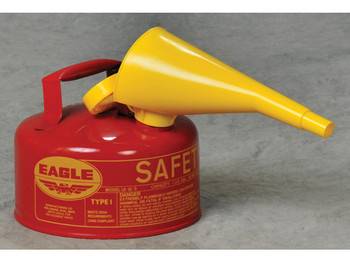 Eagle Type I Steel Safety Can for Flammables - 1 Gallon -  w/Funnel - Flame Arrester - Red - UI10FS