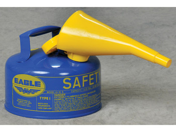 Eagle Type I Steel Safety Can for Kerosene - 1 Gallon - with Funnel - Flame Arrester - Blue - UI10FSB