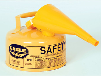 Eagle Type I Steel Safety Can for Diesel - 1 Gallon - with Funnel - Flame Arrester - Yellow - UI10FSY