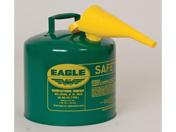 Eagle Type I Steel Safety Can for Combustibles - 5 Gallon - with Funnel - Arrester - Green - UI50FSG