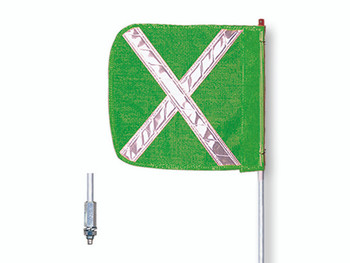 Warning Whip - General Purpose - 10' - Non-Lighted - 12" Green Flag - White X - Hex Base - FS10X-G