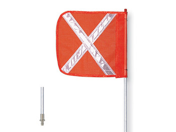 Warning Whip - General Purpose - 8' - Non-Lighted - 12" Orange Flag - White X - Quick Disconnect - FS8X-QD-O