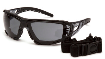 Pyramex Fyxate Black Frame Gray H2Max Anti-Fog Lens With Foam Padding Safety Eyewear