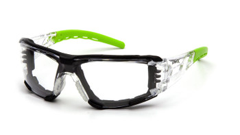 Pyramex Fyxate Lime Temple w/Foam Pad/Clear H2Max Anti-Fog Lens Safety Eyewear