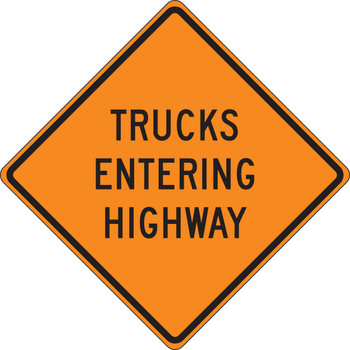 Roll-Up Construction Sign: Trucks Entering Highway 36" x 36" Mesh Vinyl 1/Each - FRC333MV